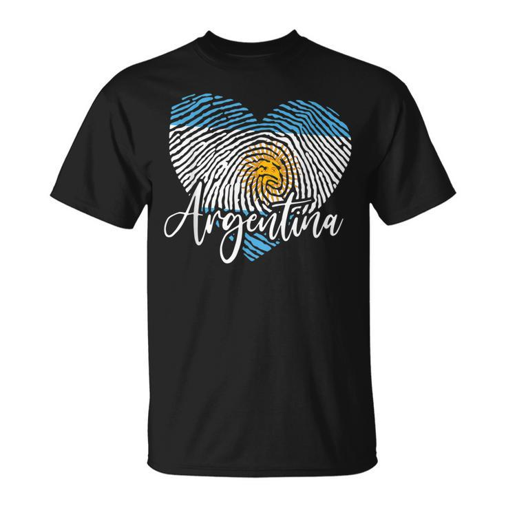 Argentina In My Dna Fingerprint Heart Argentina Flag Pride T-shirt