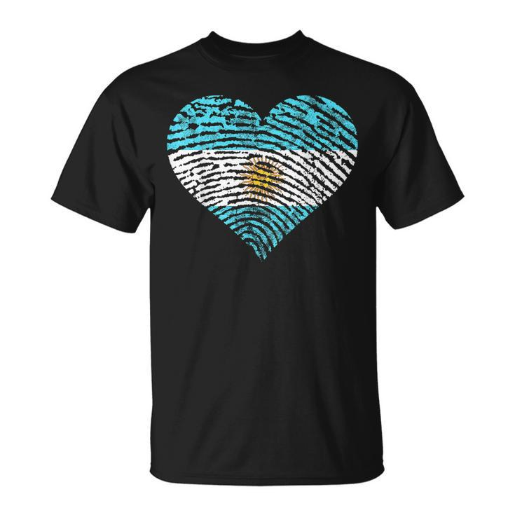 Argentina Heart Fingerprint Argentina Flag Argentinian Pride T-shirt