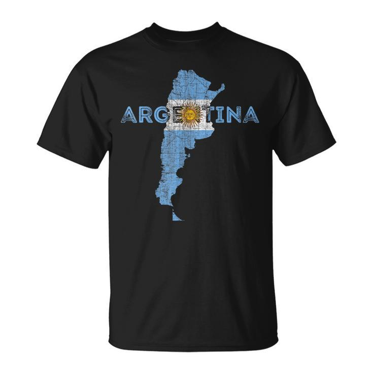 Argentinian Map And Flag Souvenir Distressed Argentina T-shirt