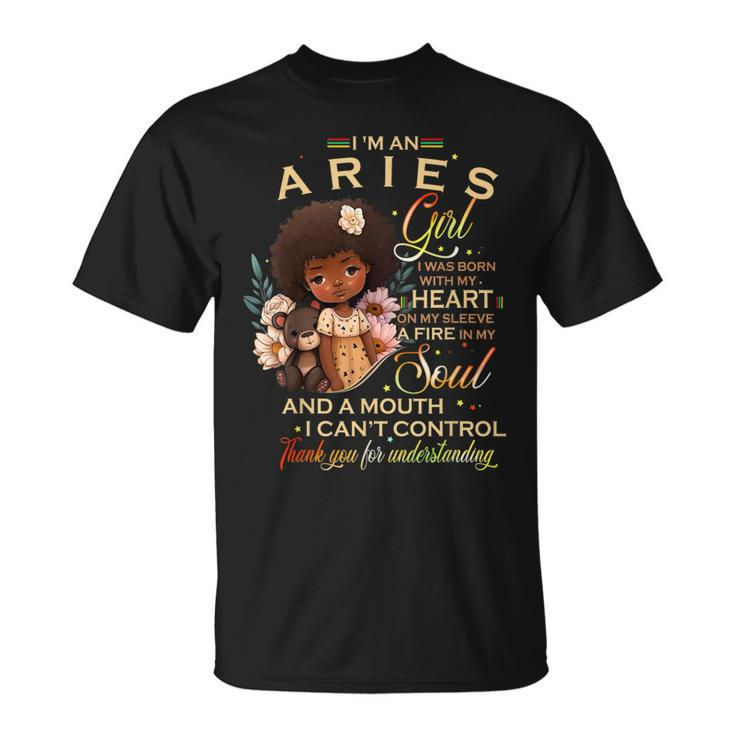 Aries Girl Birthday African American Little Girl  Unisex T-Shirt
