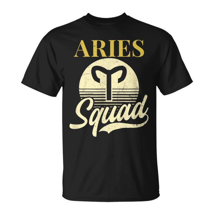 Aries Zodiac Design Vintage Retro Squad Gift Unisex T-Shirt
