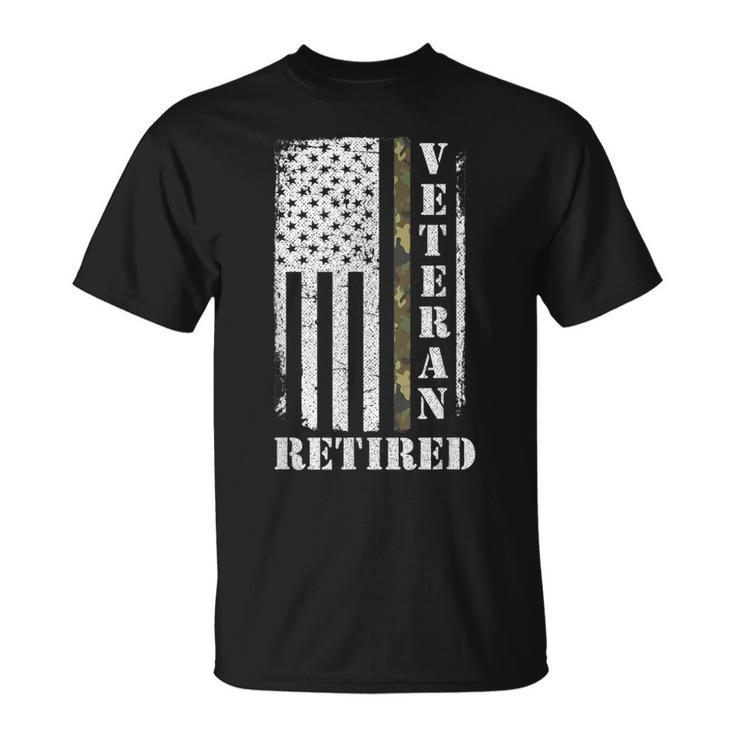Army Veteran Retired American Flag Camo Proud Army Veteran T-shirt