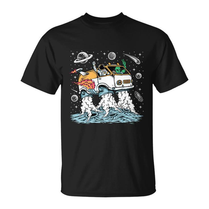Astronaut And Alien Drive Space Car Unisex T-Shirt