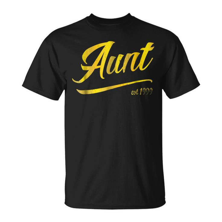 Aunt Est 1999 Matching T  Uncle New Niece Nephew Auntie Unisex T-Shirt