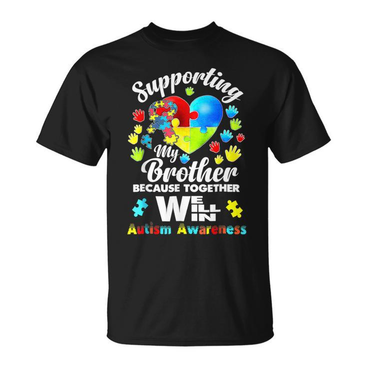 Autism Awareness Month Supporting My Brother Puzzle T-Shirt