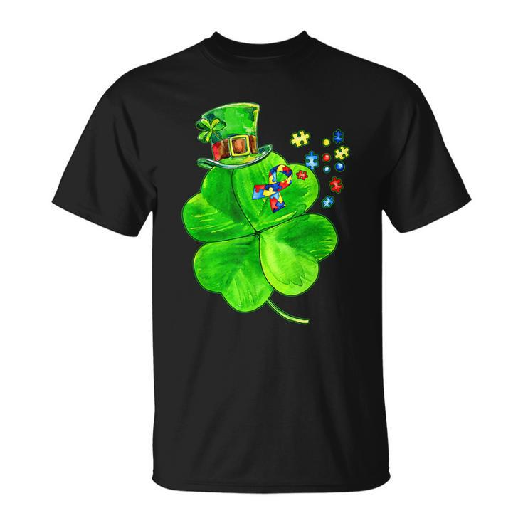 Autism Awareness Shamrock St Patricks Day Puzzle Piece T-Shirt