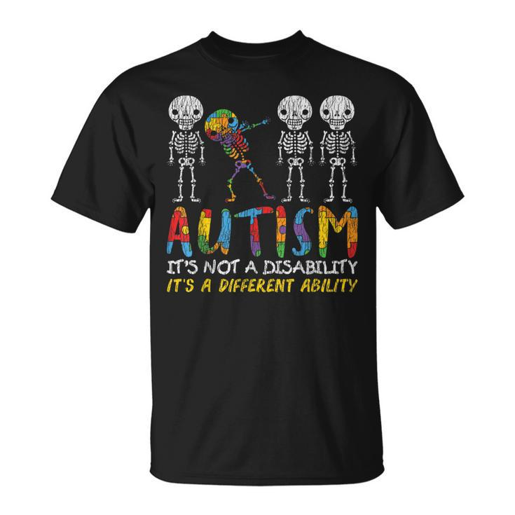 Autism Awerness Skeleton Dabbing Autistic Kids Awareness T-Shirt