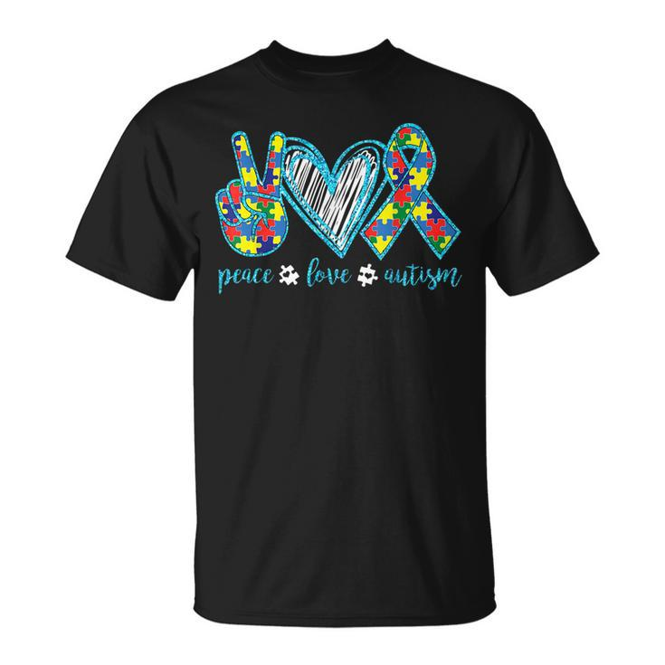 Autism Puzzle Piece Peace Love Autism Awareness  Unisex T-Shirt