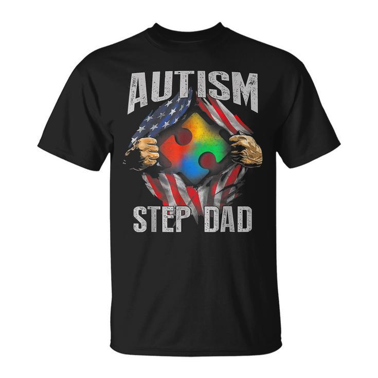 Autism Step Dad American Flag Autism Awareness Unisex T-Shirt
