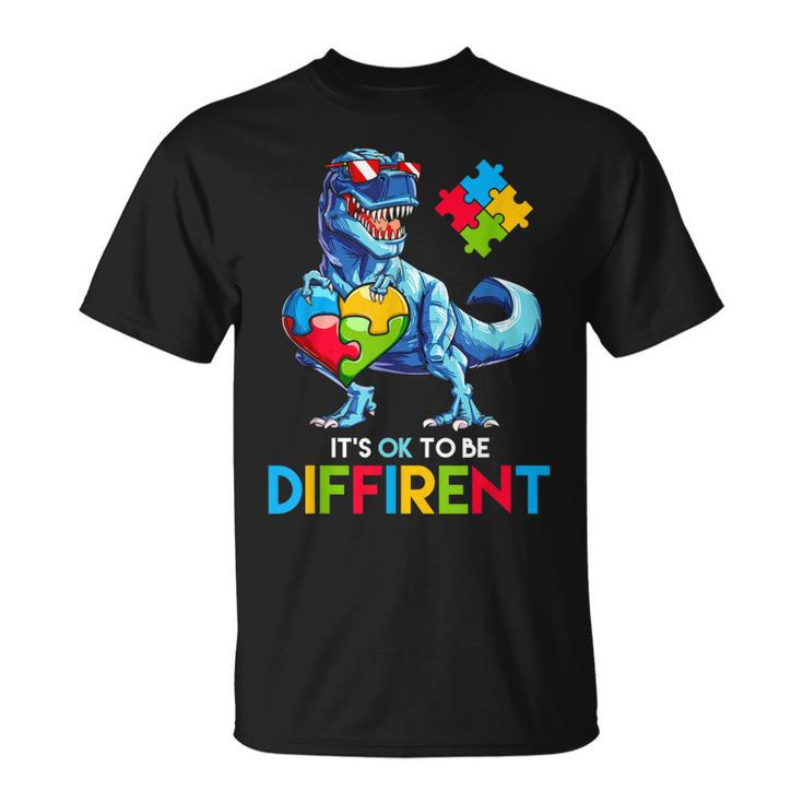 Autism Trex Dino Dinosaur Dinosaurus Its Ok To Be Different  Unisex T-Shirt