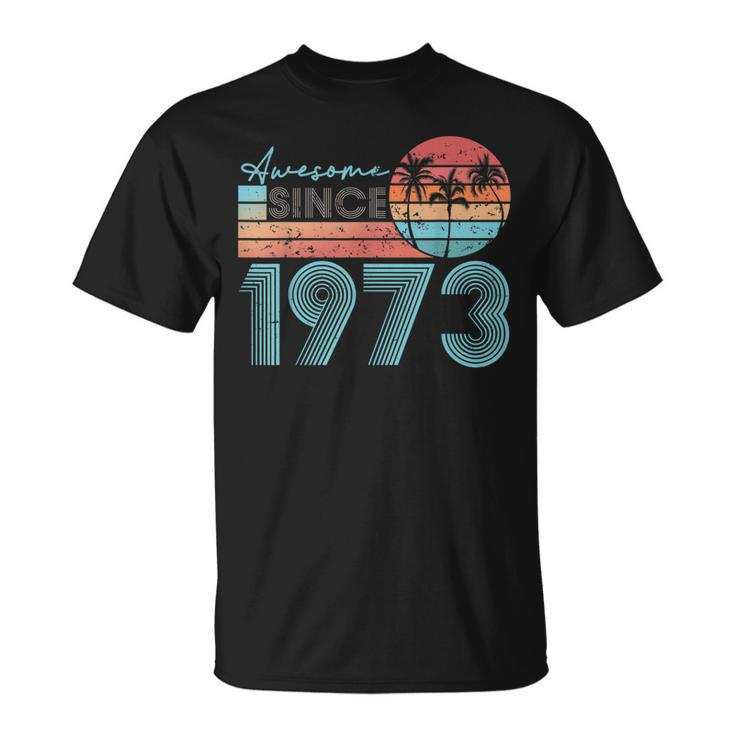 Awesome Since 1973 Retro Beach Sunset Vintage-1973 T-Shirt