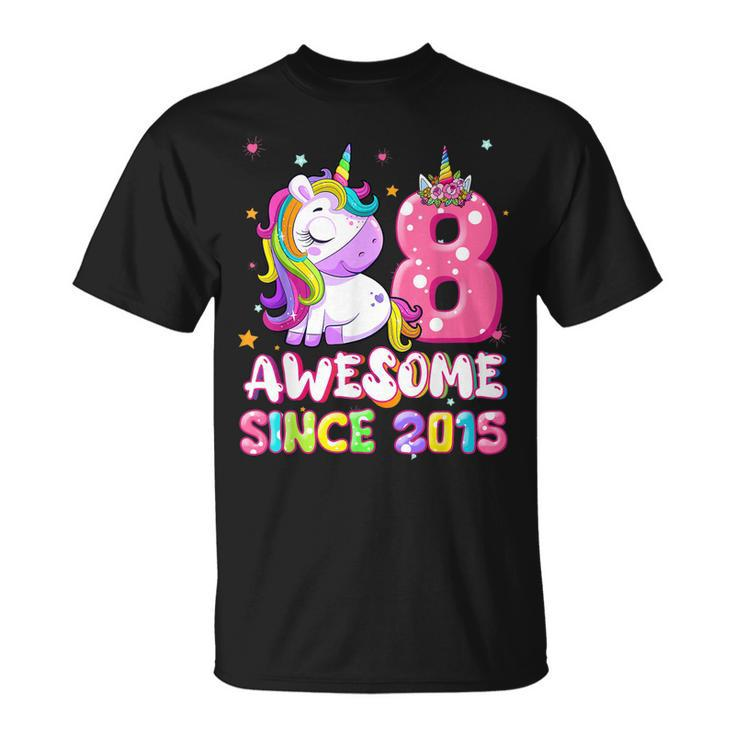 Awesome Since 2015 Dabbing Unicorn 8Th Birthday Girls T-Shirt