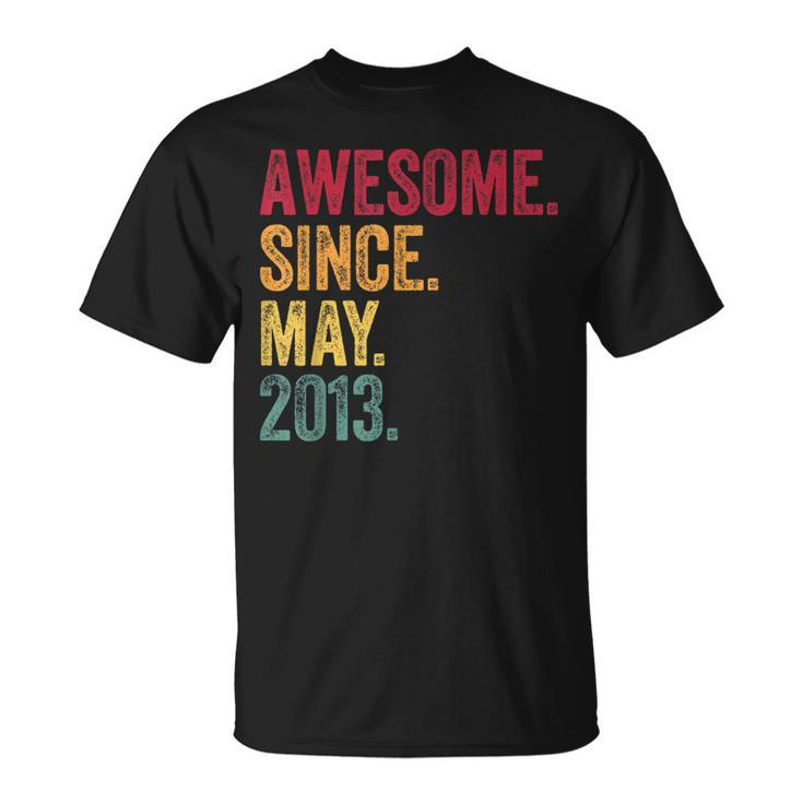 Awesome Since May 2013 8Th Birthday 8 Years Old Vintage T-Shirt