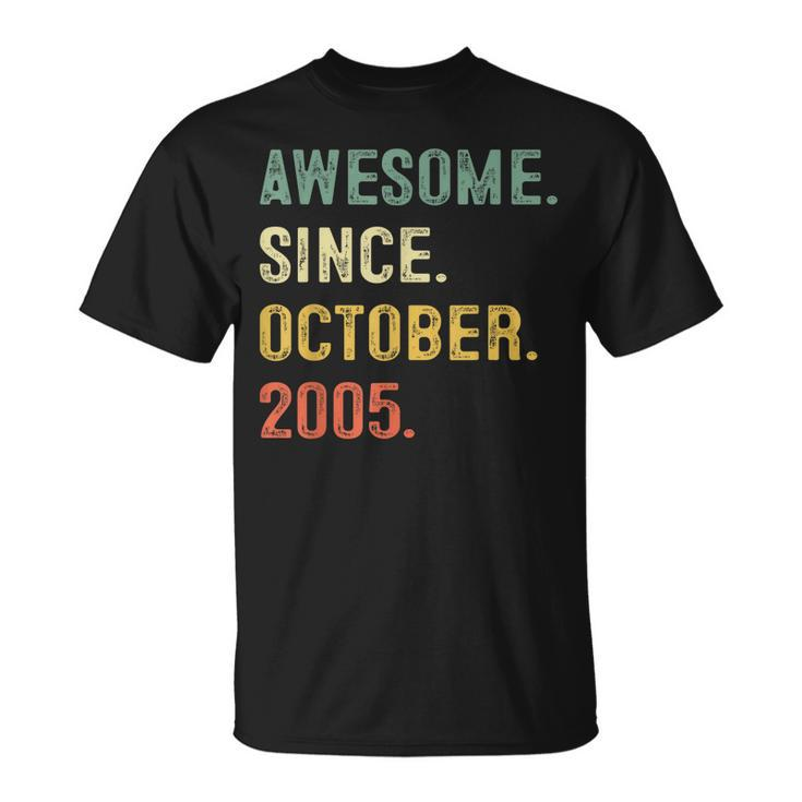 Awesome Since October 2005 17Th Bday 17 Years Old Boys T-shirt