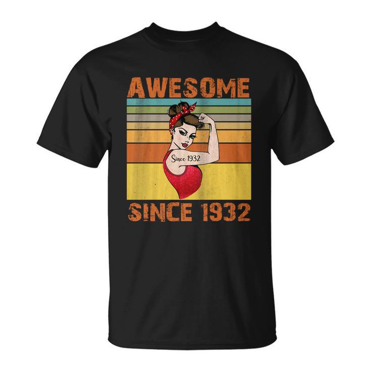 Awesome Since 1932 90Th Birthday Messy Bun Unisex T-Shirt