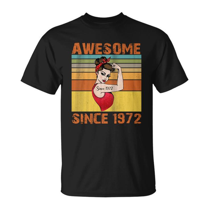 Awesome Since 1972 50Th Birthday Messy Bun Unisex T-Shirt