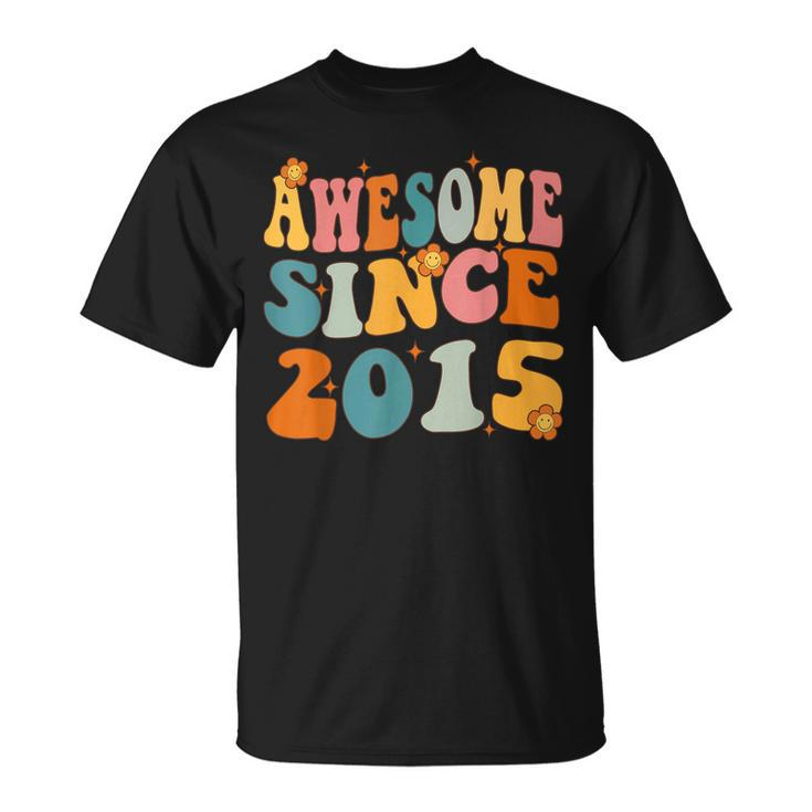 Awesome Since 2015 Birthday 8Th Anniversary Groovy 8 Years  Unisex T-Shirt