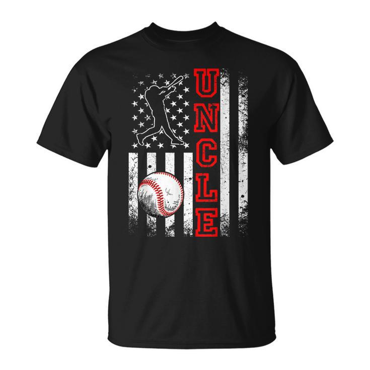 Baseball Uncle American Flag Funny Vintage Baseball Lovers Unisex T-Shirt
