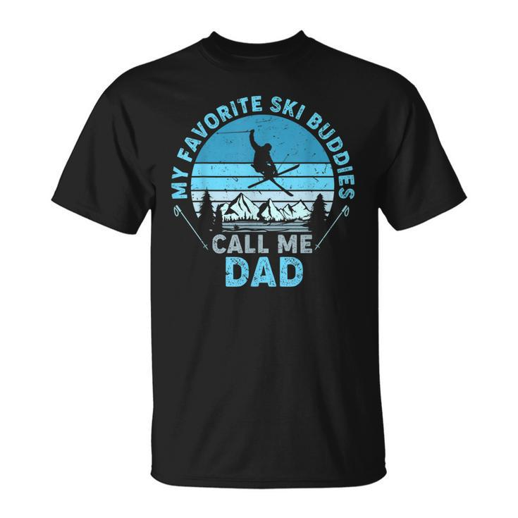 Mens Bddj Vintage My Favorite Ski Buddies Call Me Dad Fathers Day T-Shirt