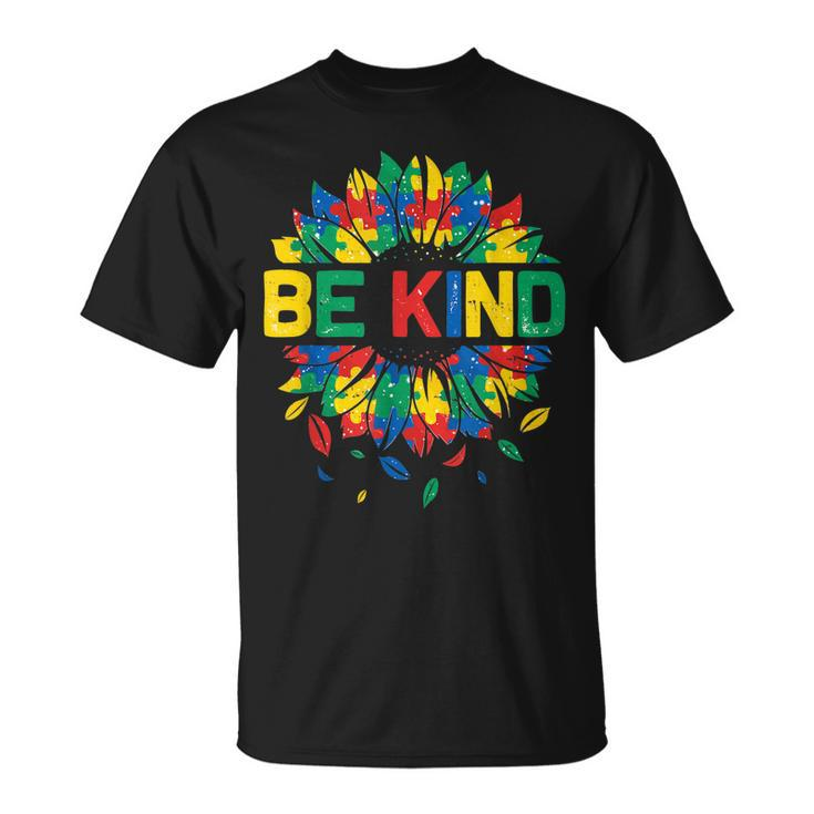 Be Kind Autism Awareness Women Girls Sunflower  Unisex T-Shirt