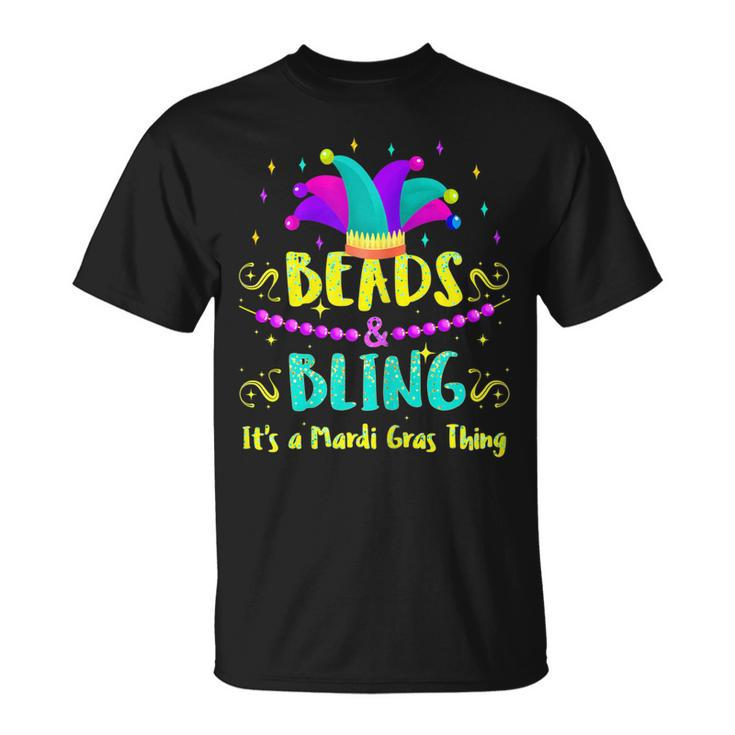 Womens Beads And Bling Its A Mardi Gras Thing Outfit For Women T-Shirt