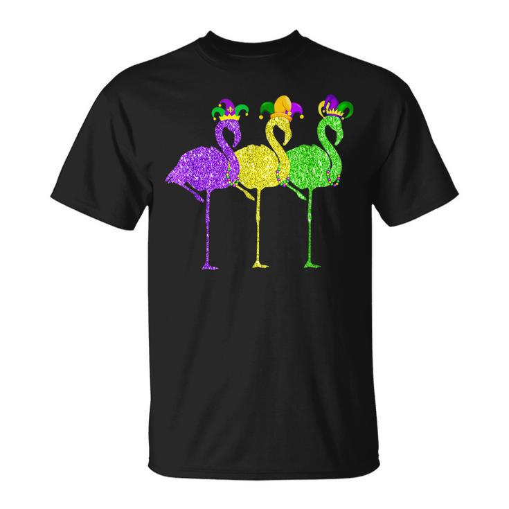 Beads Vintage Flamingo Mardi Gras T-Shirt