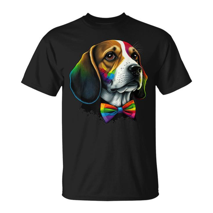 Beagle Gay Pride Dog Lgbt Rainbow Flag On Beagle Lgbtq  Unisex T-Shirt