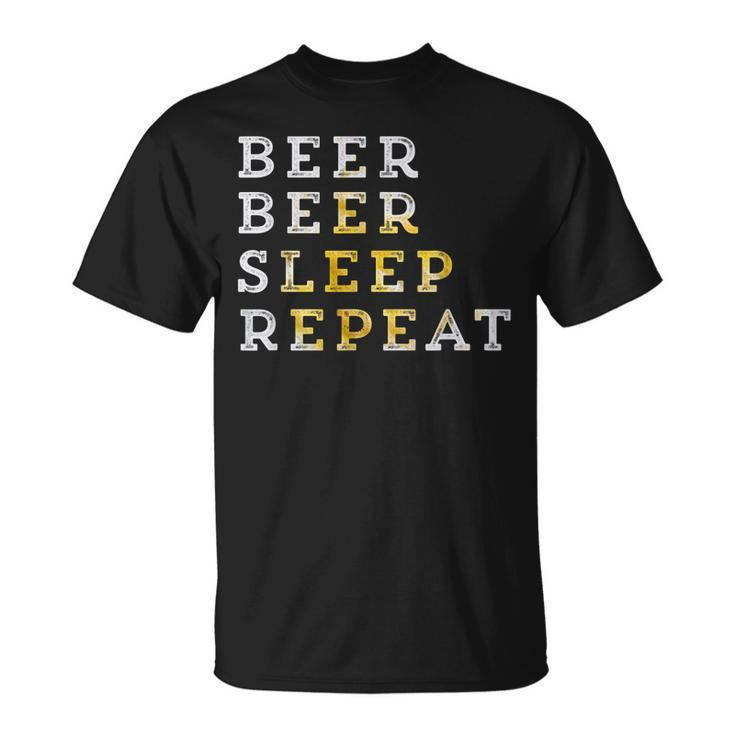 Beer Beer Sleep Repeat Beer Garden Fan T-shirt