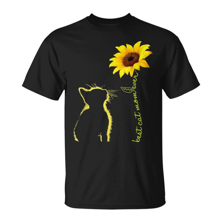 Best Cat Mom Ever Sunflower Floral Branch Cat Lover Mom Unisex T-Shirt