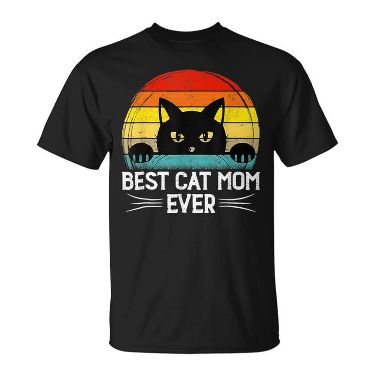 Best Cat Mom Ever Vintage Retro Funny Mothers Day Cat Women Unisex T-Shirt