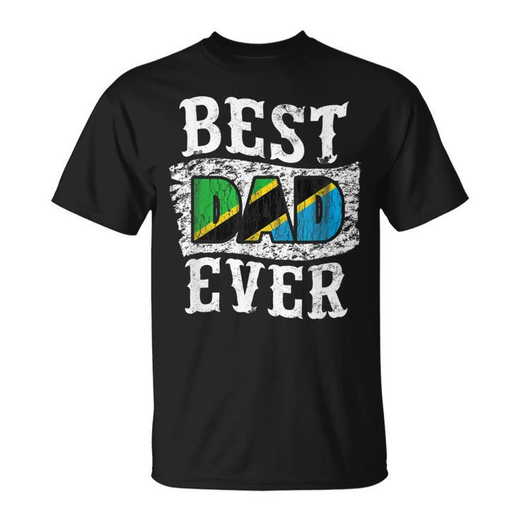 Best Dad Ever Fathers Day  Tanzania Flag Gift For Mens Unisex T-Shirt