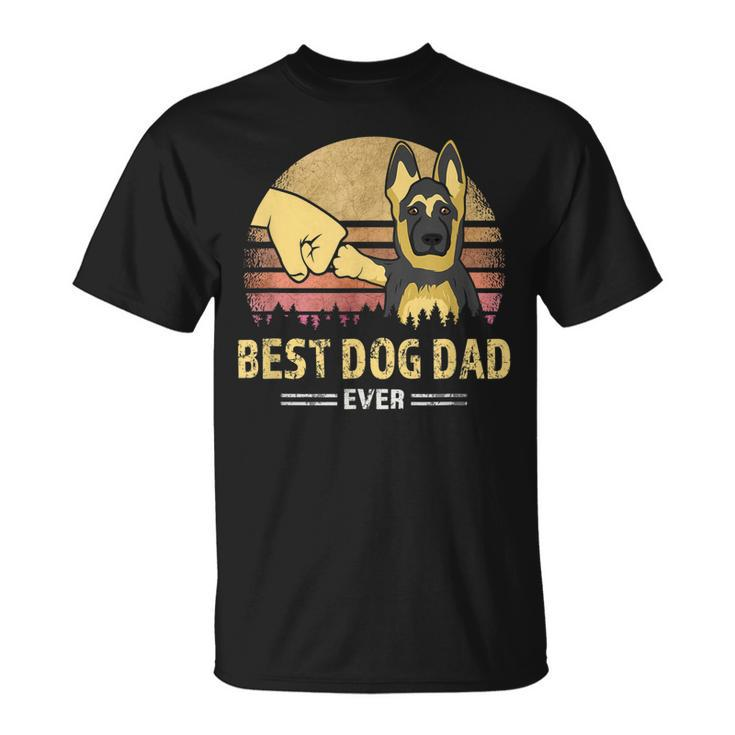 Best Dog Dad Ever German Shepherd Retro Puppy Lover Design Gift For Mens Unisex T-Shirt