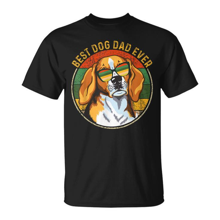 Best Dog Dad Ever Retro Vintage Beagle Dog Lover Gift Gift For Mens Unisex T-Shirt