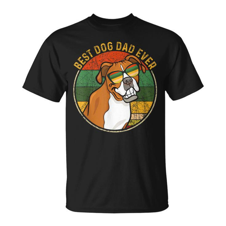 Best Dog Dad Ever Retro Vintage Boxer Dog Lover Gift Gift For Mens Unisex T-Shirt