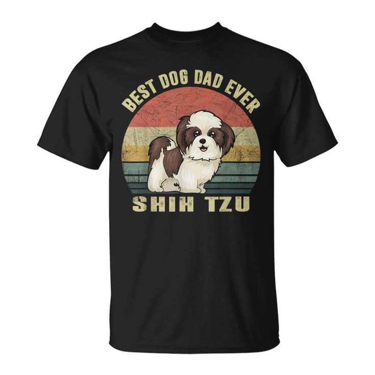 Best Dog Dad Ever Retro Vintage Shih Tzu Dog Lover Gift Gift For Mens Unisex T-Shirt