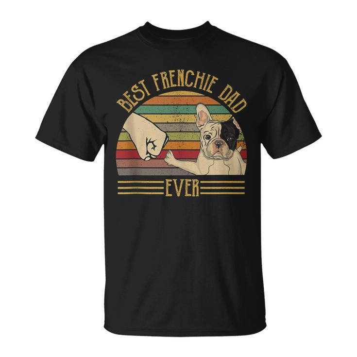 Best Frenchie Dad Ever Retro Vintage Sunset V2 T-Shirt