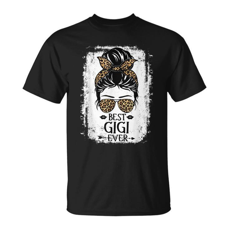 Best Gigi Ever Women Messy Bun Leopard Decor Grandma Unisex T-Shirt