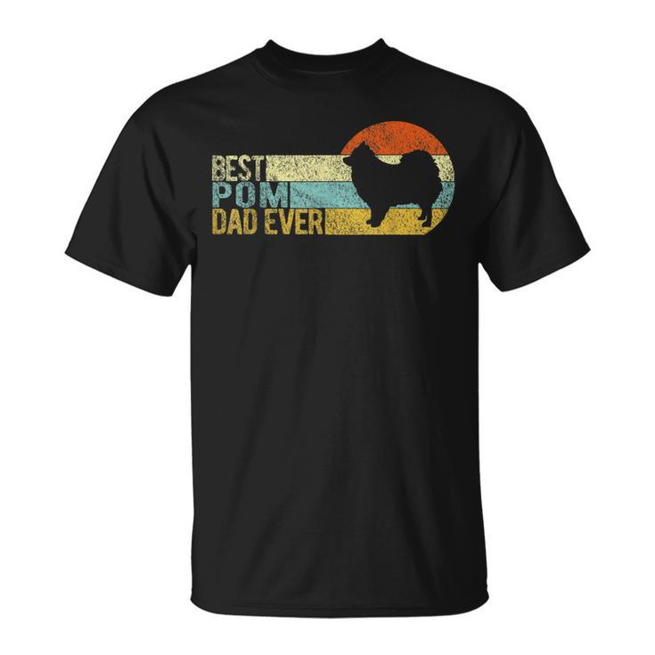 Best Pom Dad Ever Pomeranian Papa Dog Dad Retro Vintage T-Shirt