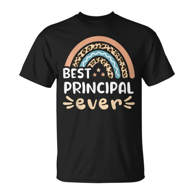 Best Principal Ever Leopard Rainbow Mom Unisex T-Shirt