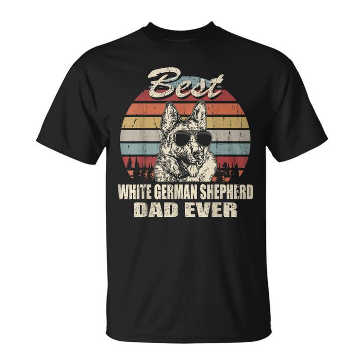 Best White German Shepherd Dad Ever Vintage Retro Dog Dad V2 T-Shirt