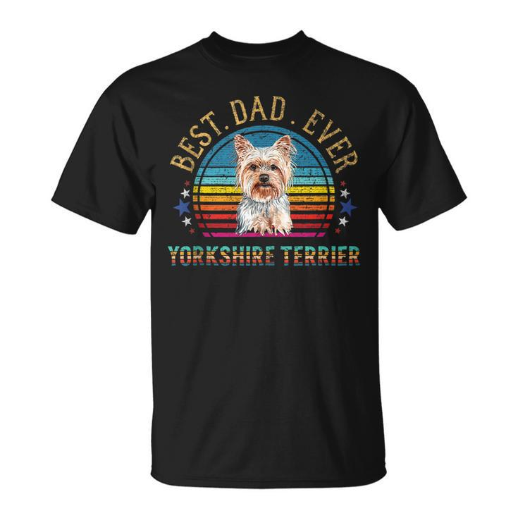 Mens Best Yorkshire Terrier Dog Dad Retro Vintage Yorkie Fun T-Shirt