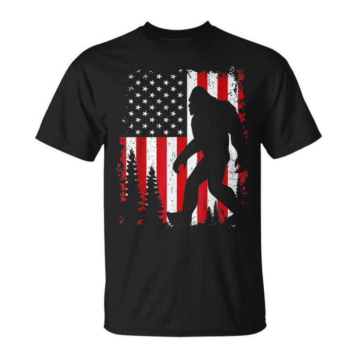 Bigfoot 4Th Of July American Usa Flag Patriotic Kids  Unisex T-Shirt