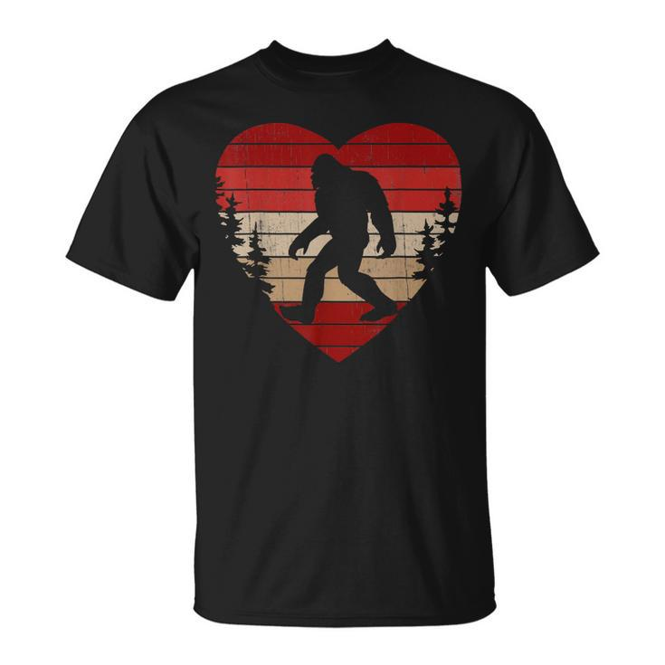 Bigfoot Heart Valentines Day Boys Girls Kids Love Sasquatch T-shirt