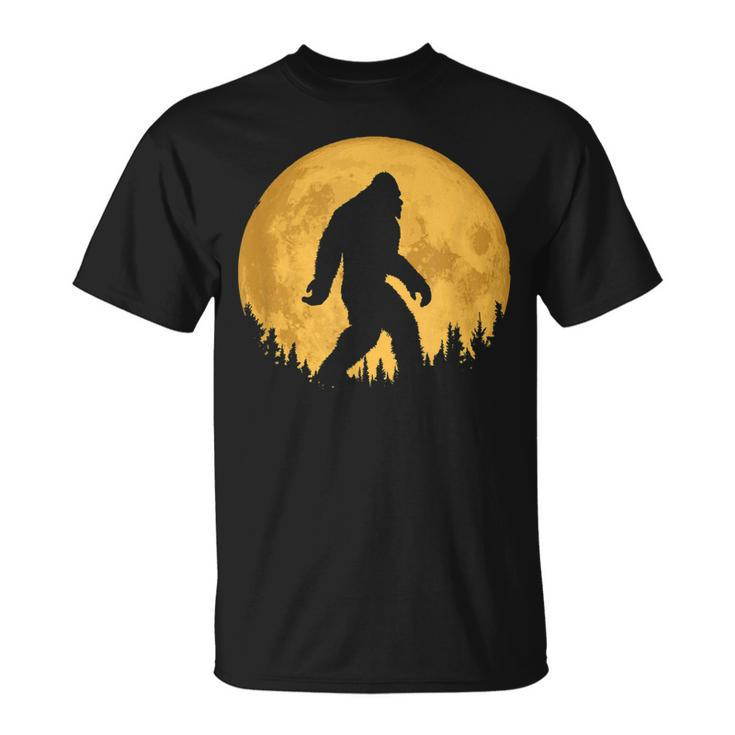 Bigfoot Night Minimalist Full Moon & Trees Sasquatch T-shirt