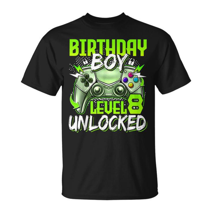 Birthday Boys Level 8 Unlocked Video Gamer Birthday T-shirt