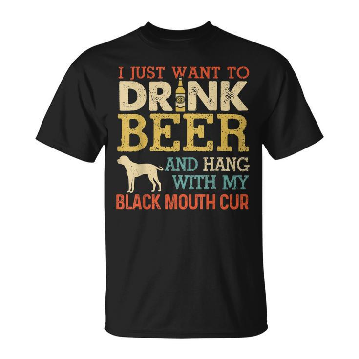 Black Mouth Cur Dad Drink Beer Hang With Dog Vintage T-Shirt