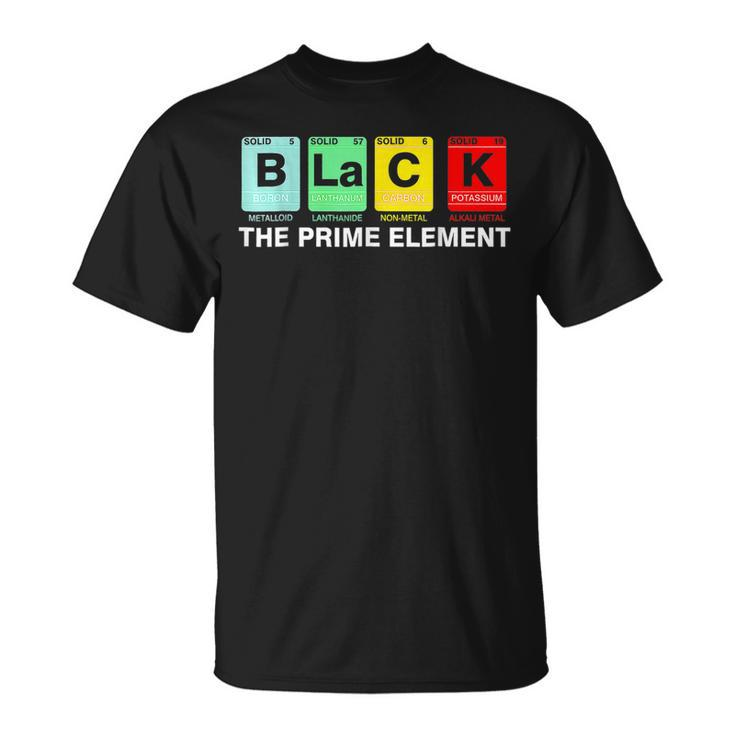 Black The Prime Element Black History Month Periodic Table T-Shirt