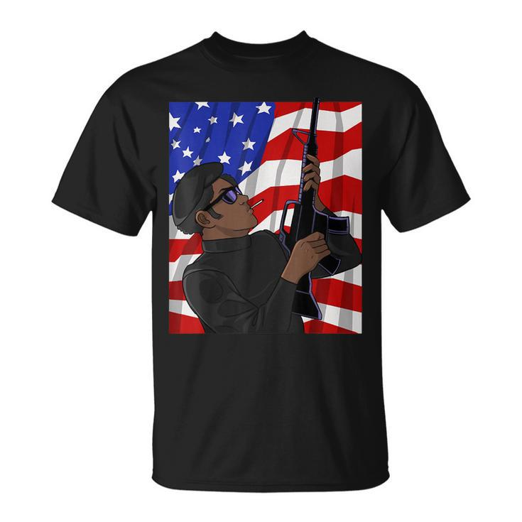 Black Soldier African American Military Veteran Us Flag Unisex T-Shirt