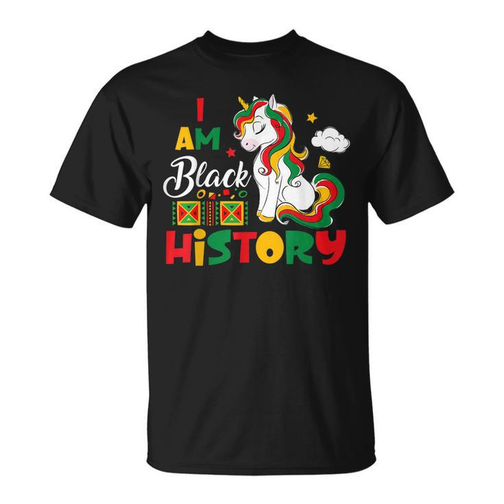 Black History Month I Am Black History Pride Unicorn T-Shirt