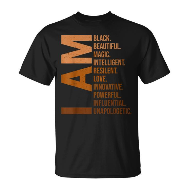 I Am Black Woman Blm Melanin Educated Black History Month V2 T-Shirt